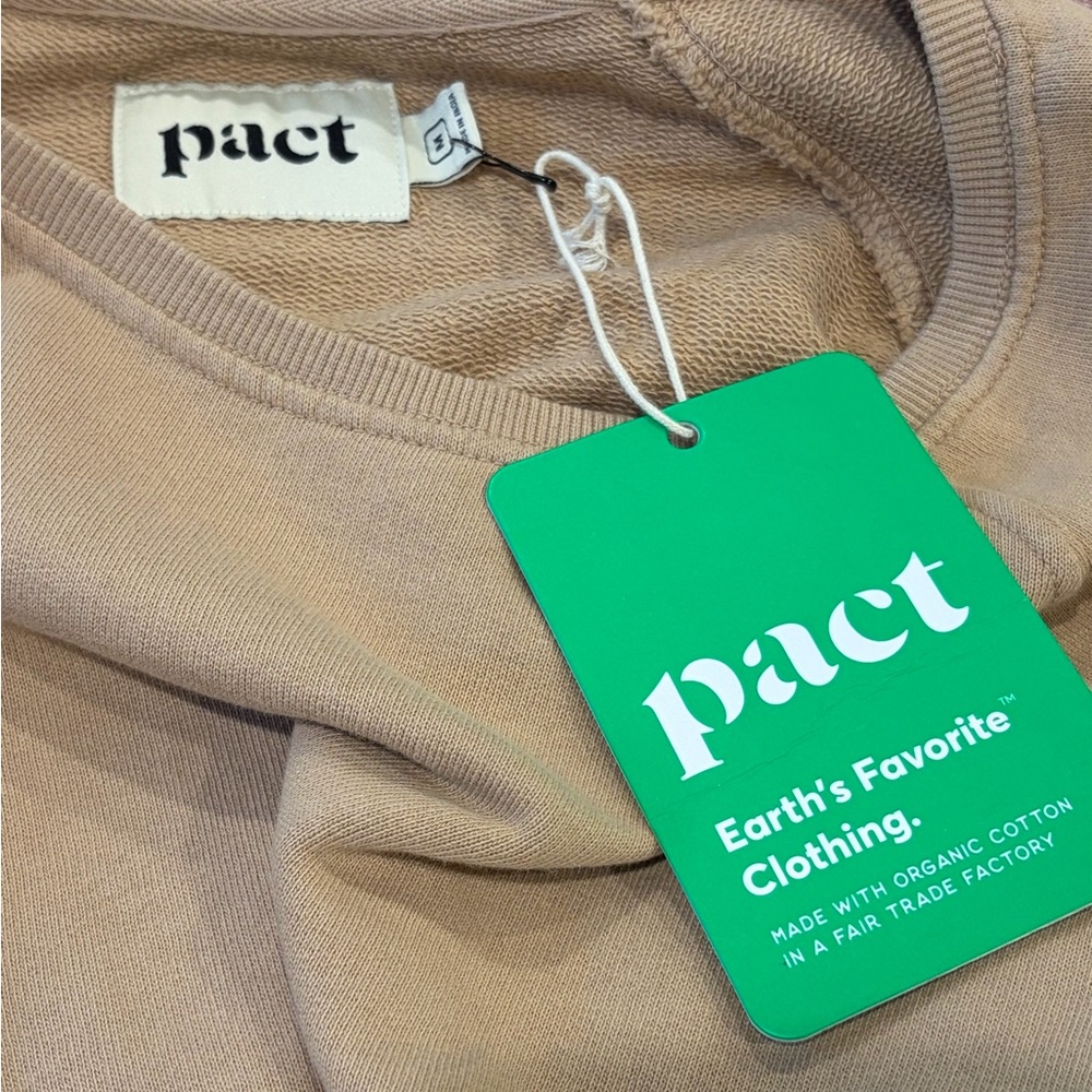 NEW Pact Essential Raw Hem Raglan Tan Sweatshirt Size Medium - Picture 6 of 6